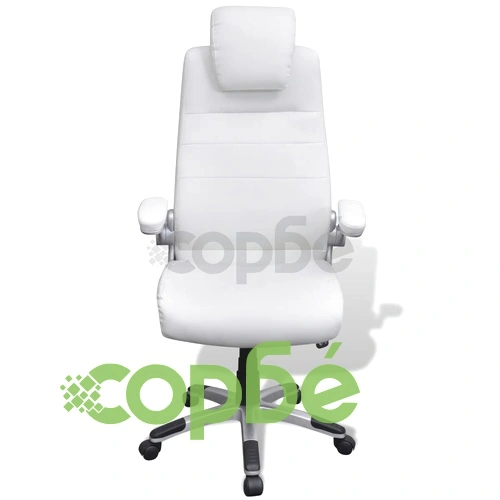 Бял въртящ се стол от изкуствена кожа, регулируем ➤ топ цена ➤ sorbe.bg