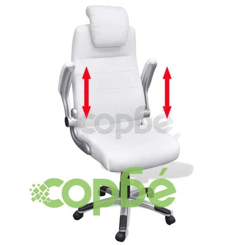 Бял въртящ се стол от изкуствена кожа, регулируем ➤ топ цена ➤ sorbe.bg