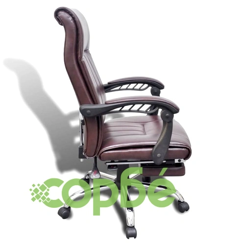 Офис стол с регулируема опора за крака, изкуствена кожа, кафяв  ➤ топ цена ➤ sorbe.bg