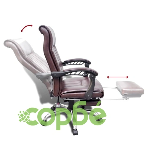 Офис стол с регулируема опора за крака, изкуствена кожа, кафяв  ➤ топ цена ➤ sorbe.bg