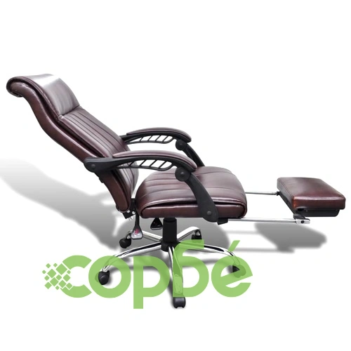 Офис стол с регулируема опора за крака, изкуствена кожа, кафяв  ➤ топ цена ➤ sorbe.bg