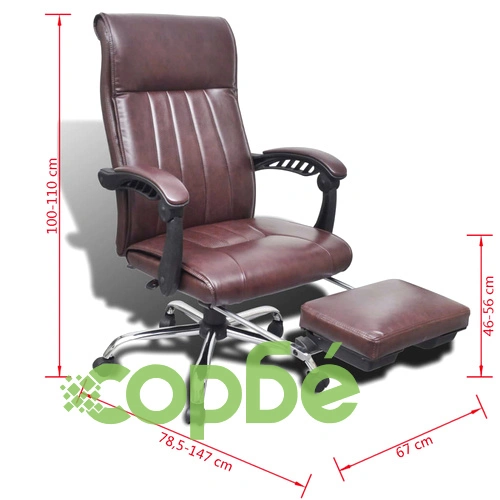 Офис стол с регулируема опора за крака, изкуствена кожа, кафяв  ➤ топ цена ➤ sorbe.bg