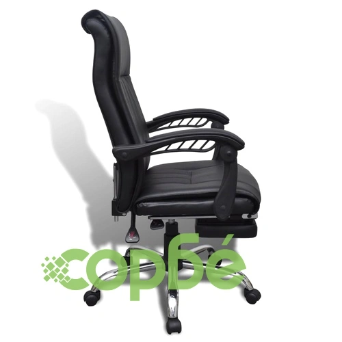 Офис стол с регулируема опора за крака, изкуствена кожа, черен ➤ топ цена ➤ sorbe.bg