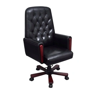 Офис стол Честърфийлд, черен, изкуствена кожа 