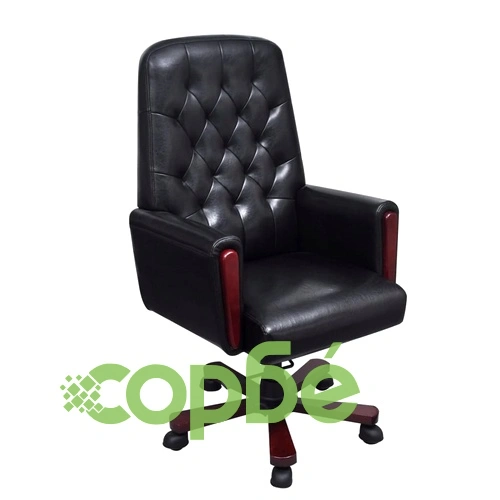 Офис стол Честърфийлд, черен, изкуствена кожа  ➤ топ цена ➤ sorbe.bg