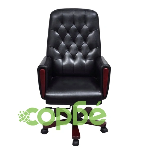 Офис стол Честърфийлд, черен, изкуствена кожа  ➤ топ цена ➤ sorbe.bg