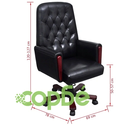 Офис стол Честърфийлд, черен, изкуствена кожа  ➤ топ цена ➤ sorbe.bg