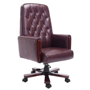 Офис стол Честърфийлд, кафяв, изкуствена кожа 