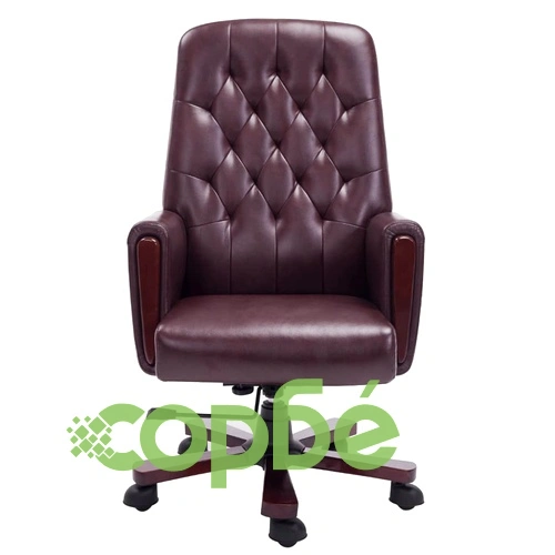 Офис стол Честърфийлд, кафяв, изкуствена кожа  ➤ топ цена ➤ sorbe.bg