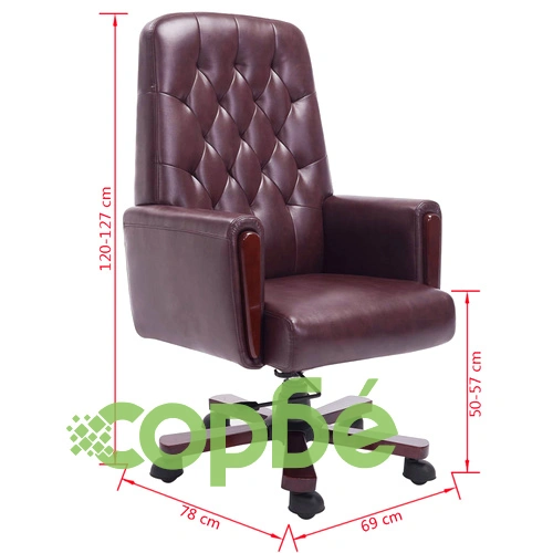 Офис стол Честърфийлд, кафяв, изкуствена кожа  ➤ топ цена ➤ sorbe.bg