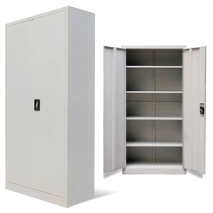Офис шкаф с 2 врати, сив, 180 см, стомана