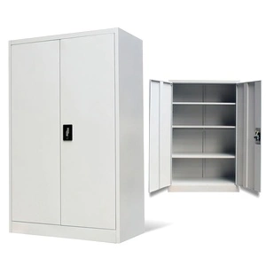 Офис шкаф с 2 врати, сив, 140 см, стомана