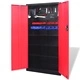 Метален шкаф за инструменти, 180 см, черно-червен