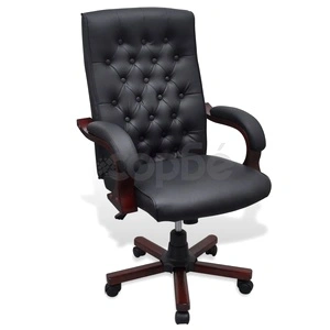 Черен офис стол Честърфийлд от изкуствена кожа