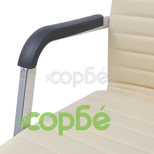 vidalXL офис стол, изкуствена кожа, 55 x 63 см, кремав ➤ топ цена ➤ sorbe.bg