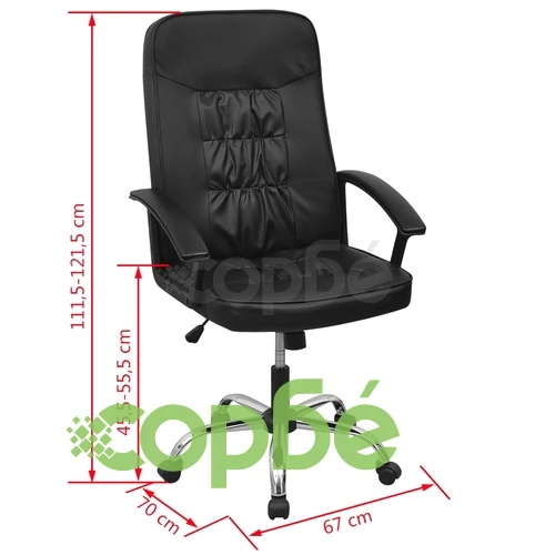 vidalXL офис стол, изкуствена кожа, 67 x 70 см, черен ➤ топ цена ➤ sorbe.bg