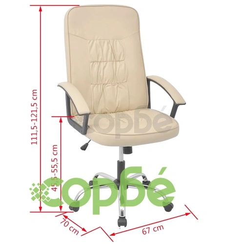 Офис стол, изкуствена кожа, 67 х 70 см, кремав ➤ топ цена ➤ sorbe.bg