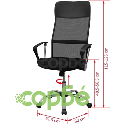 vidalXL офис стол от полу PU 61,5 х 60 см, черен цвят ➤ топ цена ➤ sorbe.bg