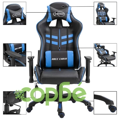 Геймърски стол, синьо, изкуствена кожа ➤ топ цена ➤ sorbe.bg