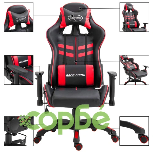 Геймърски стол, червено, изкуствена кожа ➤ топ цена ➤ sorbe.bg