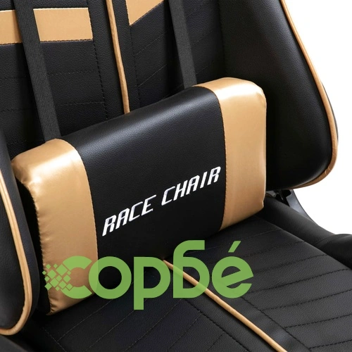 Геймърски стол, златисто, изкуствена кожа ➤ топ цена ➤ sorbe.bg