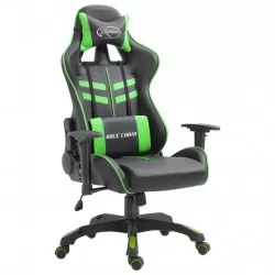 Геймърски стол, зелено, изкуствена кожа