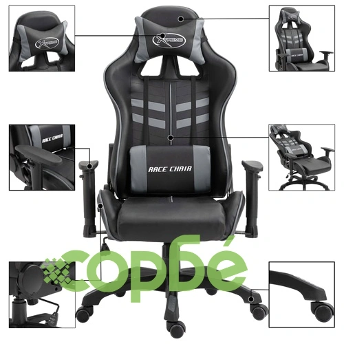 Геймърски стол, сиво, изкуствена кожа ➤ топ цена ➤ sorbe.bg