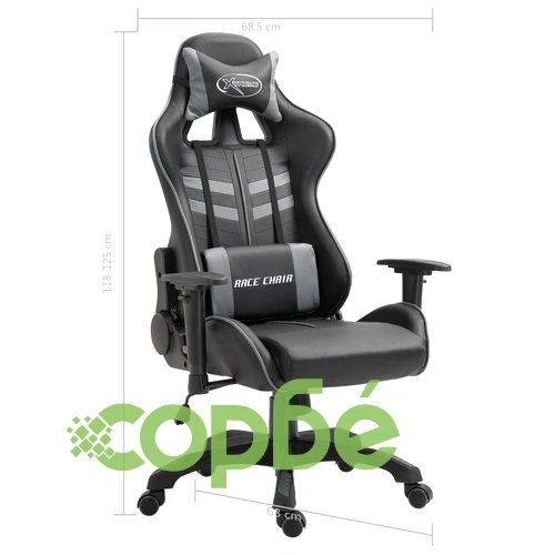 Геймърски стол, сиво, изкуствена кожа ➤ топ цена ➤ sorbe.bg