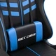 Геймърски стол с подложка за крака, синьо, изкуствена кожа