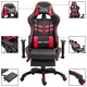 Геймърски стол с подложка за крака, червено, изкуствена кожа
