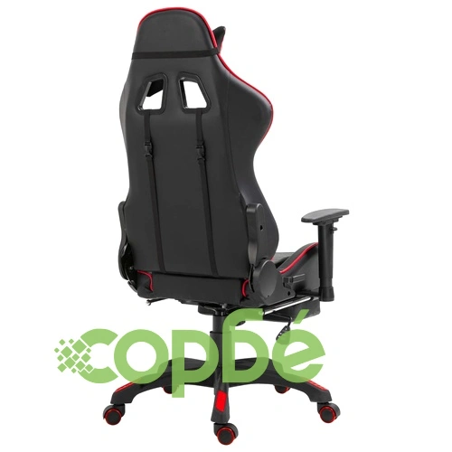 Геймърски стол с подложка за крака, червено, изкуствена кожа ➤ топ цена ➤ sorbe.bg