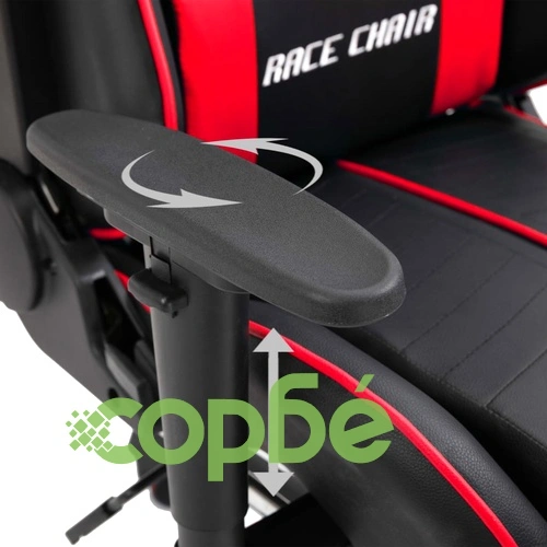 Геймърски стол с подложка за крака, червено, изкуствена кожа ➤ топ цена ➤ sorbe.bg