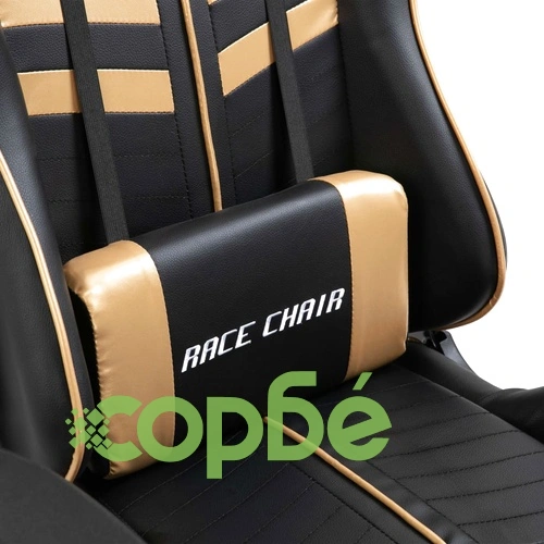 Геймърски стол с подложка за крака, златисто, изкуствена кожа ➤ топ цена ➤ sorbe.bg