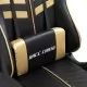 Геймърски стол с подложка за крака, златисто, изкуствена кожа