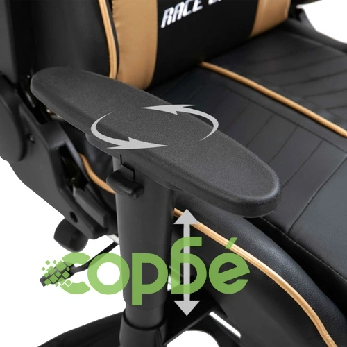 Геймърски стол с подложка за крака, златисто, изкуствена кожа ➤ топ цена ➤ sorbe.bg