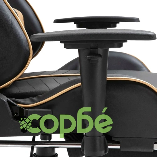 Геймърски стол с подложка за крака, златисто, изкуствена кожа ➤ топ цена ➤ sorbe.bg