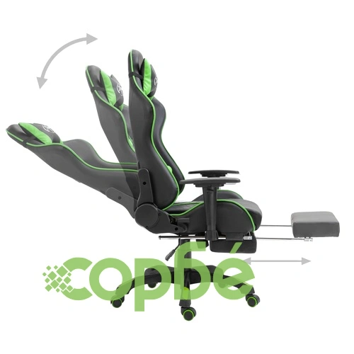 Геймърски стол с подложка за крака, зелено, изкуствена кожа ➤ топ цена ➤ sorbe.bg