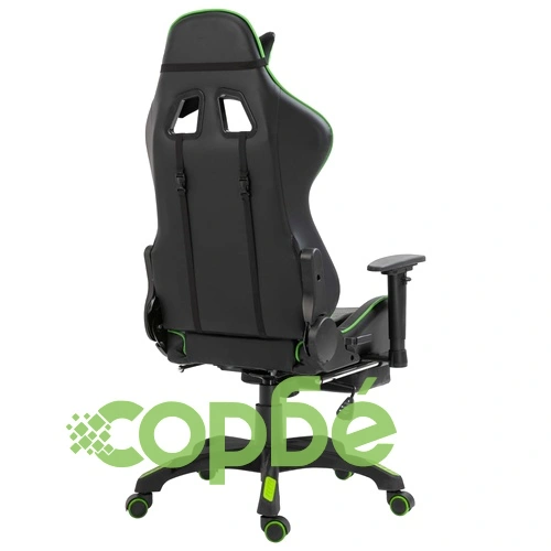 Геймърски стол с подложка за крака, зелено, изкуствена кожа ➤ топ цена ➤ sorbe.bg