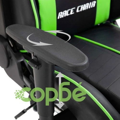 Геймърски стол с подложка за крака, зелено, изкуствена кожа ➤ топ цена ➤ sorbe.bg