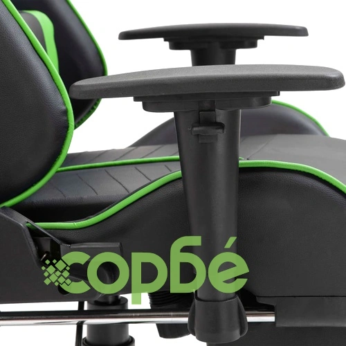 Геймърски стол с подложка за крака, зелено, изкуствена кожа ➤ топ цена ➤ sorbe.bg