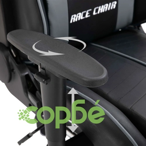 Геймърски стол с подложка за крака, сиво, изкуствена кожа ➤ топ цена ➤ sorbe.bg