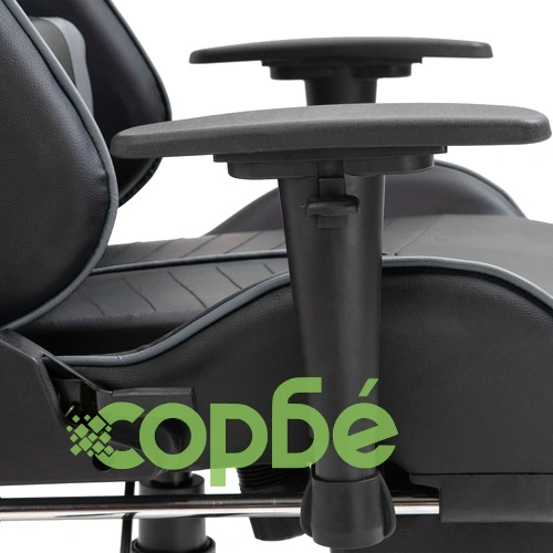 Геймърски стол с подложка за крака, сиво, изкуствена кожа ➤ топ цена ➤ sorbe.bg