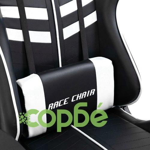 Геймърски стол с подложка за крака, бяло, изкуствена кожа ➤ топ цена ➤ sorbe.bg