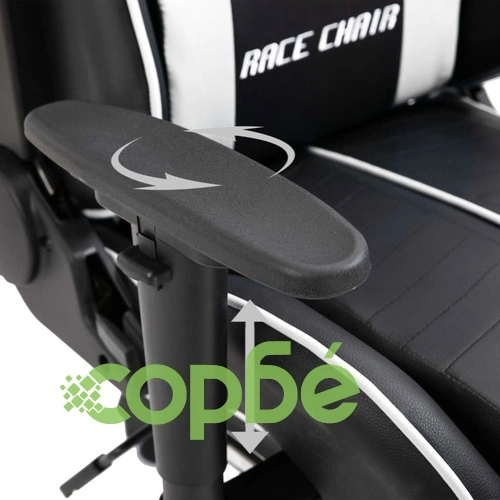 Геймърски стол с подложка за крака, бяло, изкуствена кожа ➤ топ цена ➤ sorbe.bg