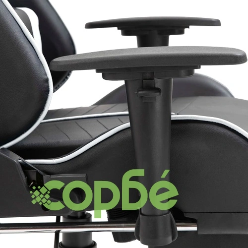 Геймърски стол с подложка за крака, бяло, изкуствена кожа ➤ топ цена ➤ sorbe.bg