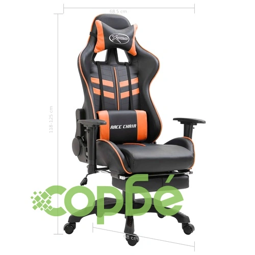 Геймърски стол с подложка за крака, оранжево, изкуствена кожа ➤ топ цена ➤ sorbe.bg