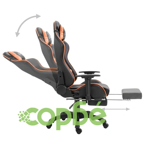 Геймърски стол с подложка за крака, оранжево, изкуствена кожа ➤ топ цена ➤ sorbe.bg