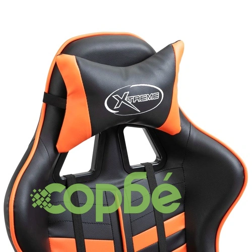 Геймърски стол с подложка за крака, оранжево, изкуствена кожа ➤ топ цена ➤ sorbe.bg