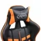 Геймърски стол с подложка за крака, оранжево, изкуствена кожа