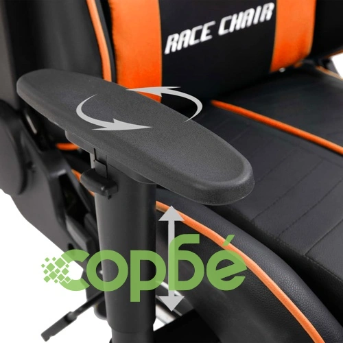 Геймърски стол с подложка за крака, оранжево, изкуствена кожа ➤ топ цена ➤ sorbe.bg